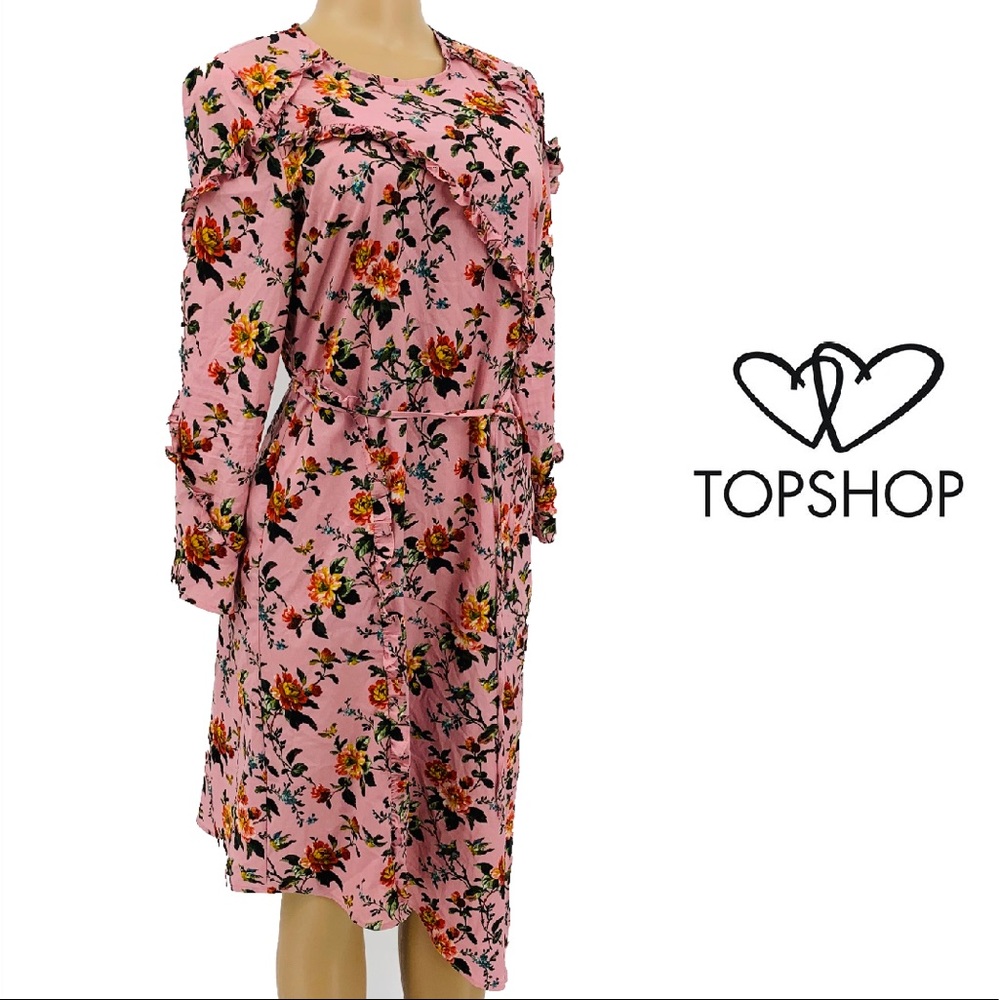 Topshop Floral Ruffle Wrap Dress - Picture 5 of 6